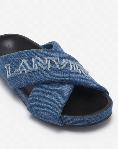 Lanvin Crossover Open Toe Denim Slides