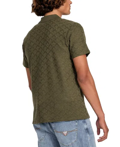 Guess Men's Logan Short Sleeve Knit Polo Shirt In Green