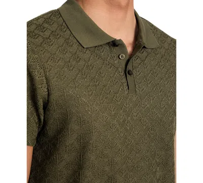Guess Men's Logan Short Sleeve Knit Polo Shirt In Green