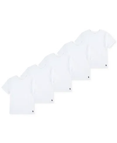 Polo Ralph Lauren Big Boys Crewneck Undershirts, 5 Pack In White