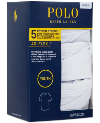 Polo Ralph Lauren Big Boys Crewneck Undershirts, 5 Pack In White