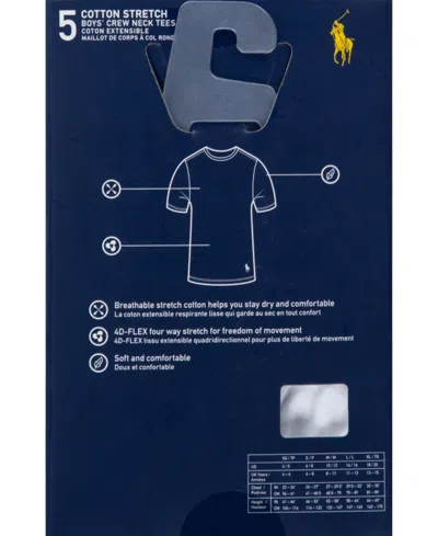 Polo Ralph Lauren Big Boys Crewneck Undershirts, 5 Pack In White