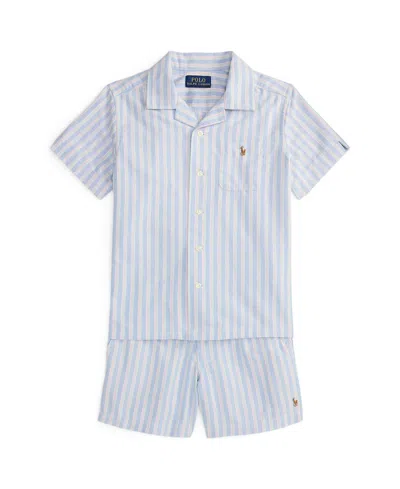 Polo Ralph Lauren Toddler Boys 2-piece Oxford Polo Prepster Shirt And Shorts Set In Blue