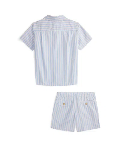 Polo Ralph Lauren Toddler Boys 2-piece Oxford Polo Prepster Shirt And Shorts Set In Blue