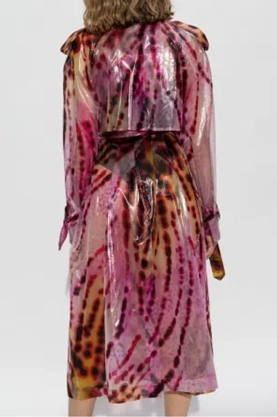 Dries Van Noten Womens Fuchsia Abstract-print Semi-sheer Shell Trench Coat Xs In Multi