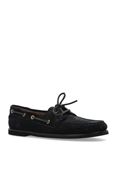 Gianvito Rossi Suede Boat Shoes In Black
