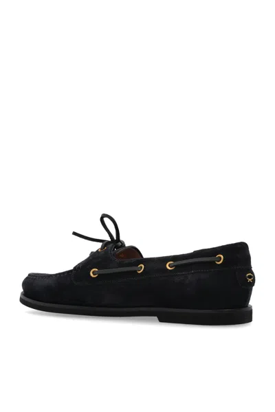 Gianvito Rossi Suede Boat Shoes In Black