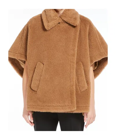 Max Mara Silk Base Camel Hair Wrap Jacket In Brown