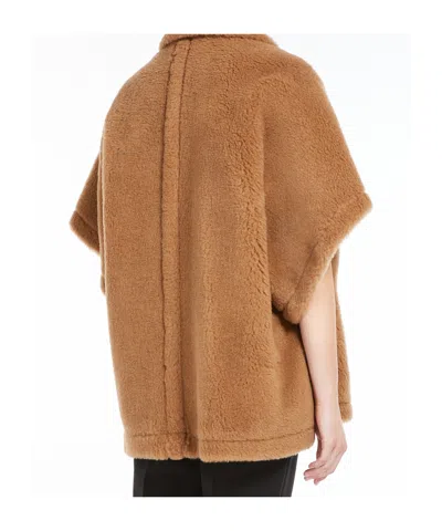 Max Mara Silk Base Camel Hair Wrap Jacket In Brown