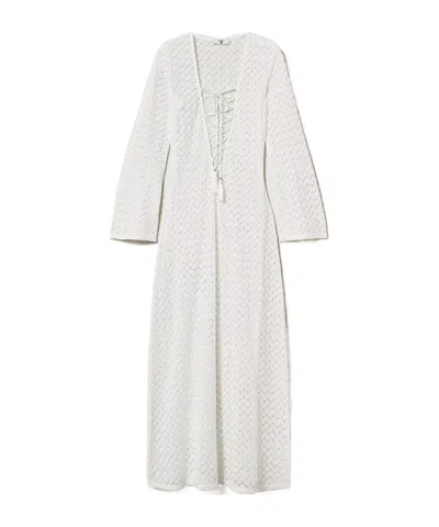 Twinset Open-knit Beach Dress In Gray