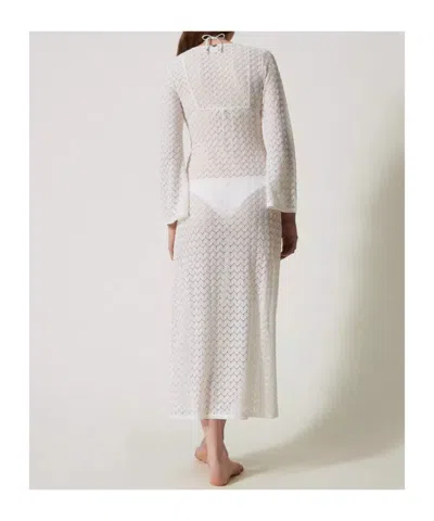 Twinset Open-knit Beach Dress In Gray