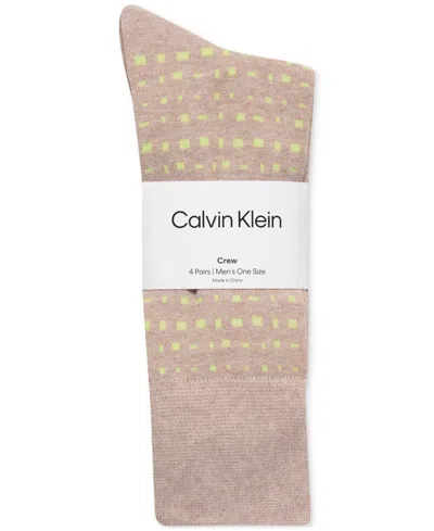 Calvin Klein Men's Crew Length Dress Socks, Assorted Patterns, Pack Of 4 In Multi