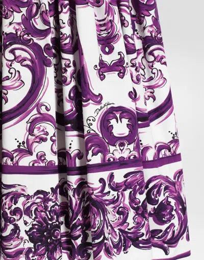 Dolce & Gabbana Majolica-print Poplin Skirt In Neutral