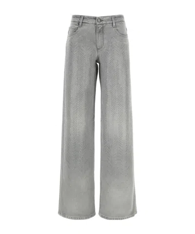 Ermanno Scervino Crystal Embellished Denim Pockets In Gray