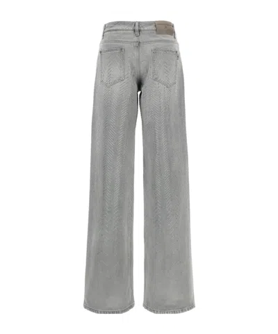 Ermanno Scervino Crystal Embellished Denim Pockets In Gray
