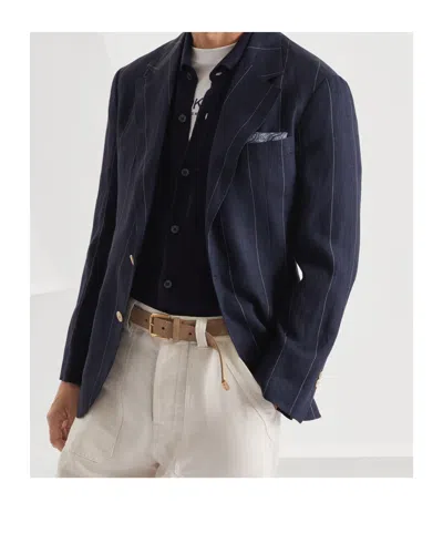 Brunello Cucinelli Single-breasted Blazer In Blue