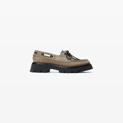 Alexander Wang Beige Waxed Suede Carson Boat Loafers