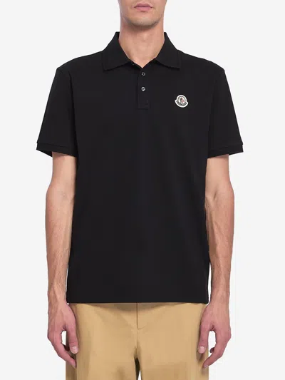 Moncler Short Sleeves Polo In Black