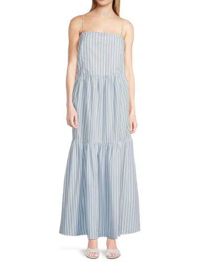 Rag & Bone Women's Striped Cotton Maxi Dress In Blue