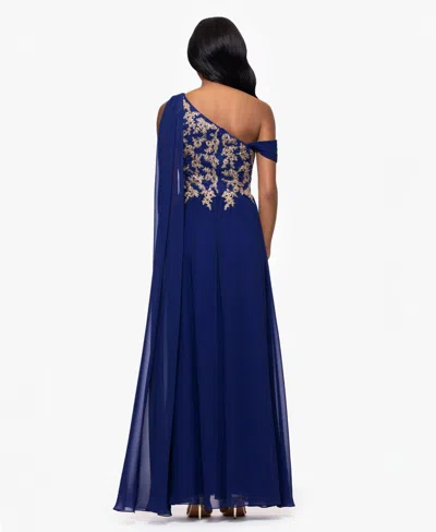 Betsy & Adam Women's Embroidered Off-the-shoulder Dress In Blue