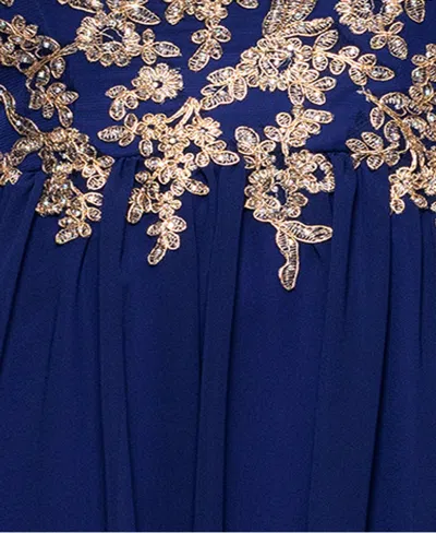 Betsy & Adam Women's Embroidered Off-the-shoulder Dress In Blue