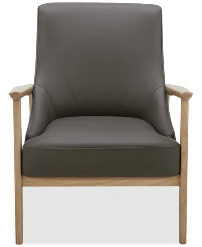 Macy's Nierling Leather Accent Chair, Exclusively At  In Gray
