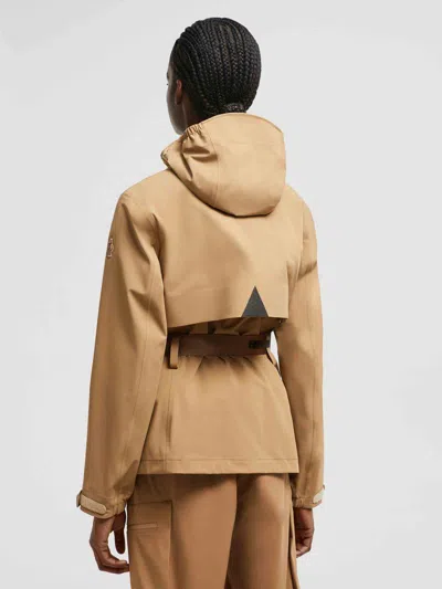 Moncler Fex Hooded Shell Jacket Beige In Brown