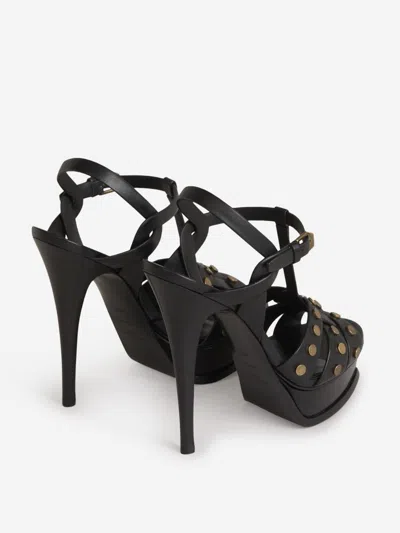 Saint Laurent Black Tribute Sandals With Studs And Platform For Women In Black