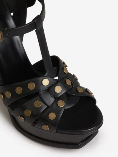 Saint Laurent Black Tribute Sandals With Studs And Platform For Women In Black
