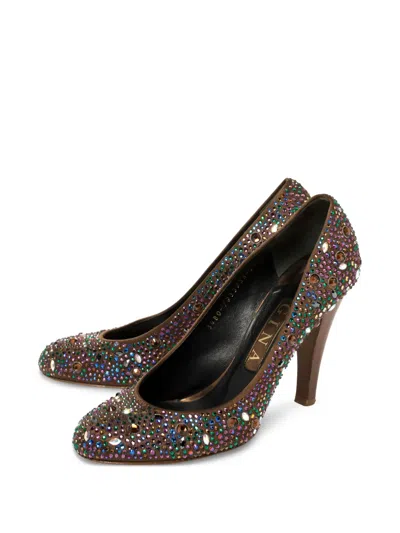 Pre-owned Gina  100mm Round-toe Crystal-embellishments Pumps