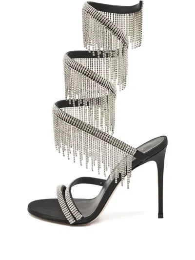 Pre-owned Le Silla  100mm Crystal-fringed Sandals