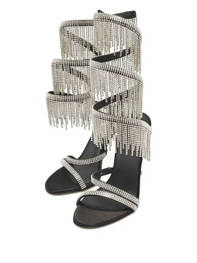 Pre-owned Le Silla  100mm Crystal-fringed Sandals
