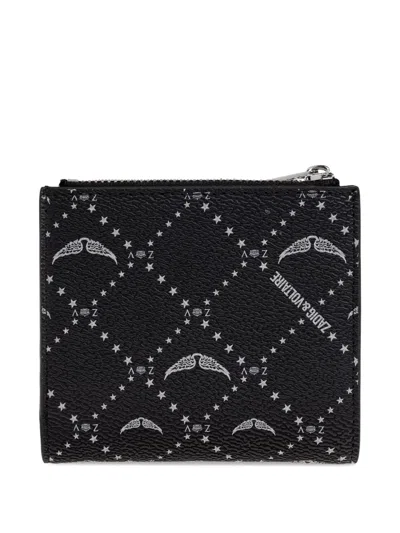 Zadig & Voltaire Wings-plaque Zip-around Wallet In Black