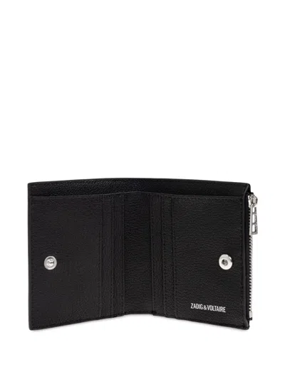 Zadig & Voltaire Wings-plaque Zip-around Wallet In Black