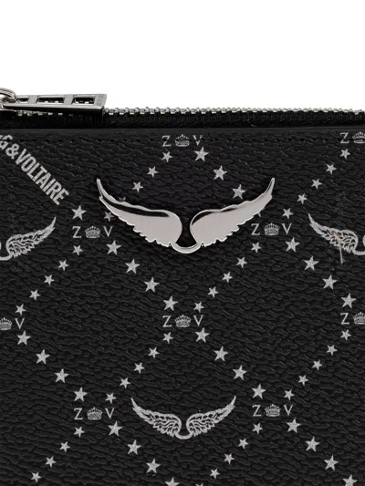 Zadig & Voltaire Wings-plaque Zip-around Wallet In Black