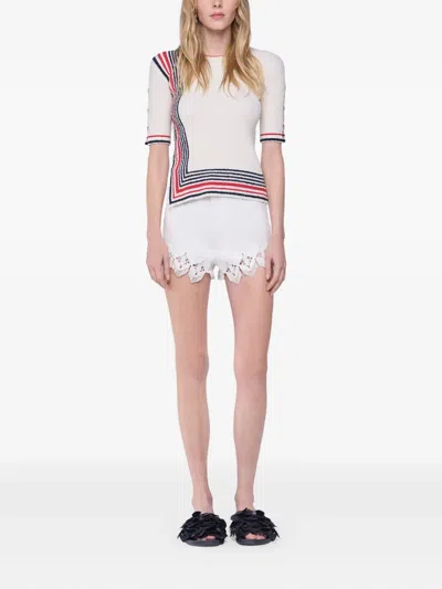 Rabanne Embroidered Scalloped-hem Shorts In White
