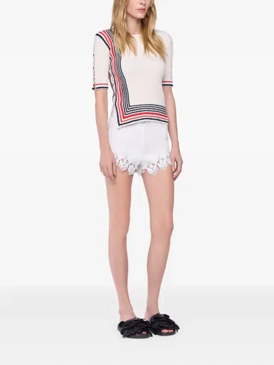 Rabanne Embroidered Scalloped-hem Shorts In White