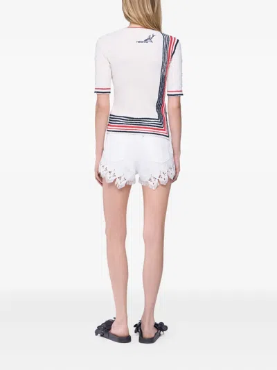 Rabanne Embroidered Scalloped-hem Shorts In White