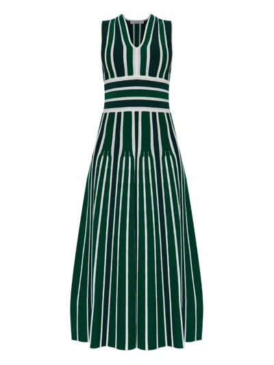 Max Mara Tallone Stripe Sleeveless Maxi Sweater Dress In Green