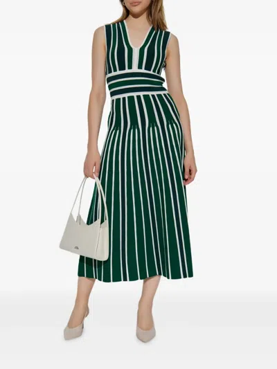 Max Mara Tallone Stripe Sleeveless Maxi Sweater Dress In Green