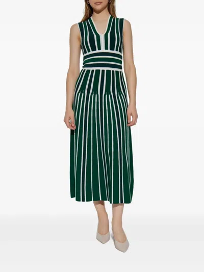 Max Mara Tallone Stripe Sleeveless Maxi Sweater Dress In Green