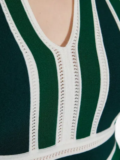 Max Mara Tallone Stripe Sleeveless Maxi Sweater Dress In Green