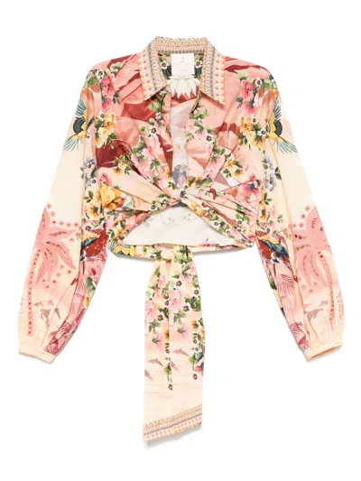 Camilla Floral-print Blouse In Neutral