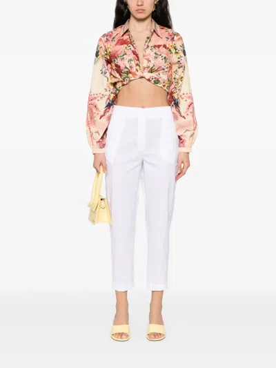 Camilla Floral-print Blouse In Neutral