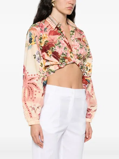 Camilla Floral-print Blouse In Neutral
