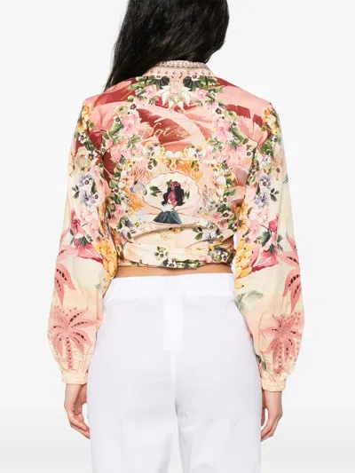 Camilla Floral-print Blouse In Neutral