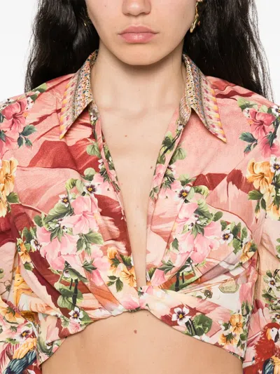 Camilla Floral-print Blouse In Neutral