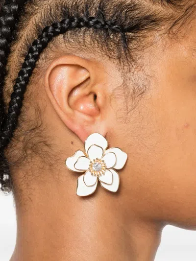 Self-portrait Flower-motif Earrings In White