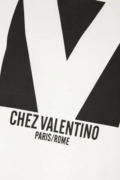 Valentino Crewneck Graphic Print Ribbed Short-sleeve Cotton Jersey