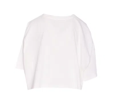 Chloé White Cropped T-shirt With Logo Lettering Print In Cotton Woman